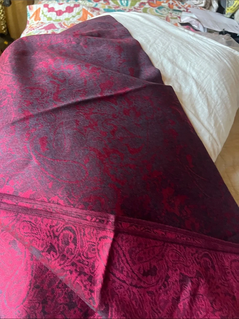New pashmina Burgundy Paisley Fringe Shawl Scarf